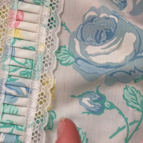 Vintage Leisure Life 70s Floral Button Lace Shortsleeve House Dress Small - Picture 10 of 16